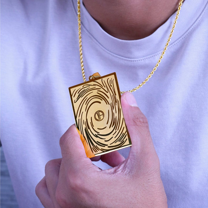 Card back on the reverse of the pendant