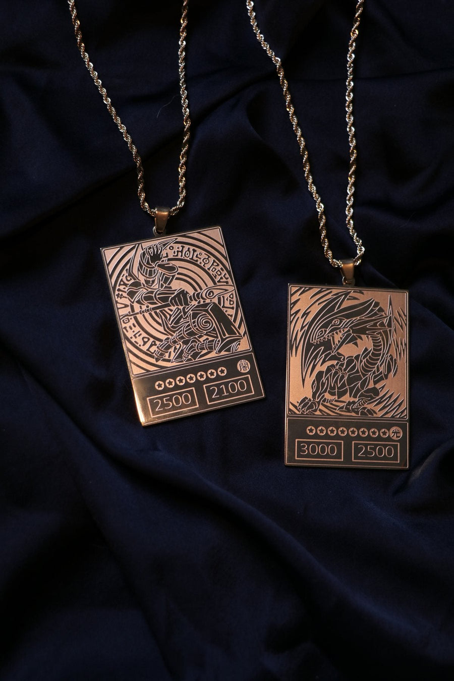Two card pendants side by side